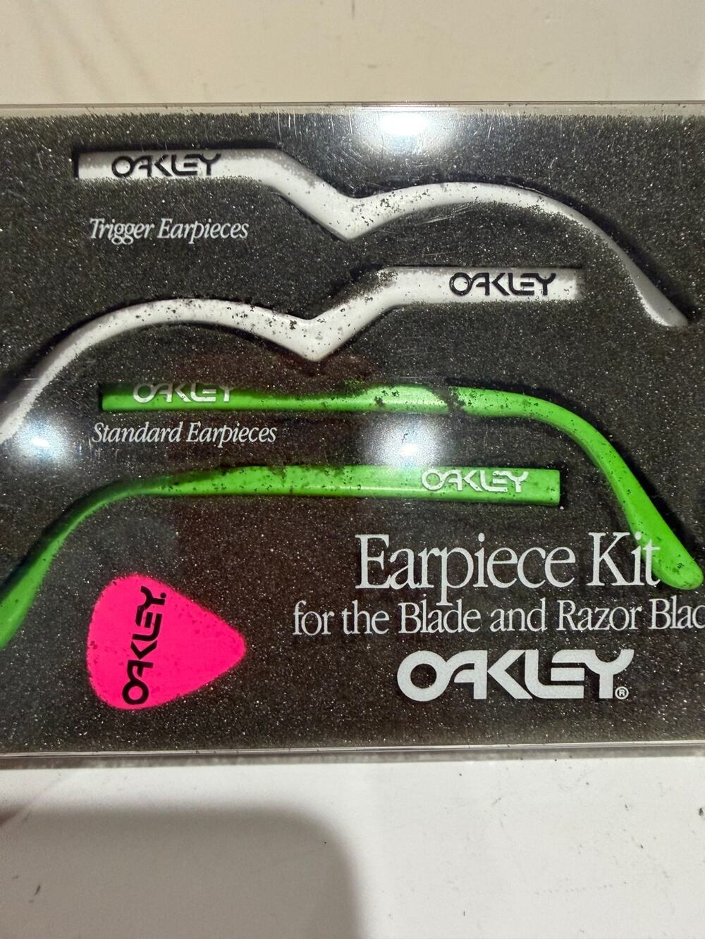 Vintage Oakley Blade & Razor Blade Earpiece Kit Green/white w White Pick NOS